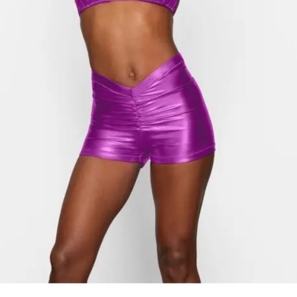 Skims METALLIC SWIM V-WAIST SHORT Dragon Fruit Sz large - Picture 4 of 12